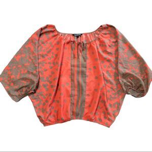 Express Pink Gray Heart Print Bohemian Blouse S